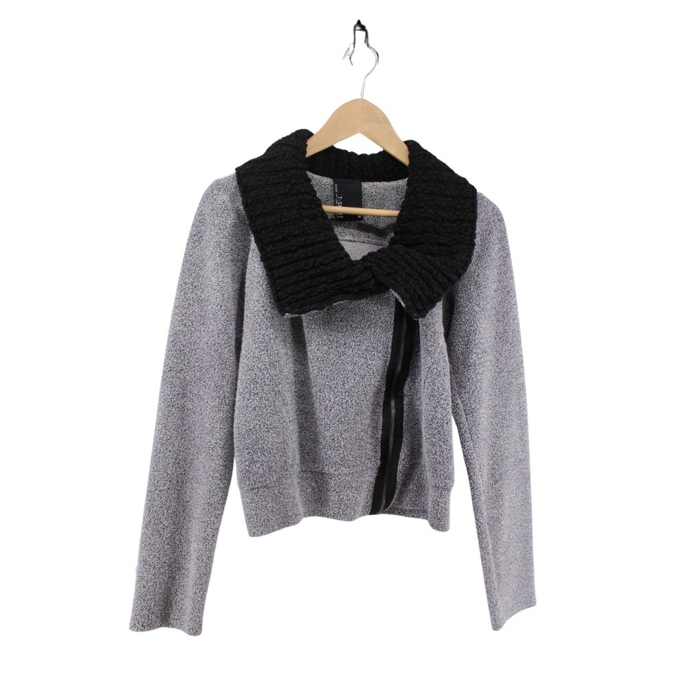 Anthropologie‎ Dolan Moto Jacket Gray Asymmetrical Zip Knit Medium